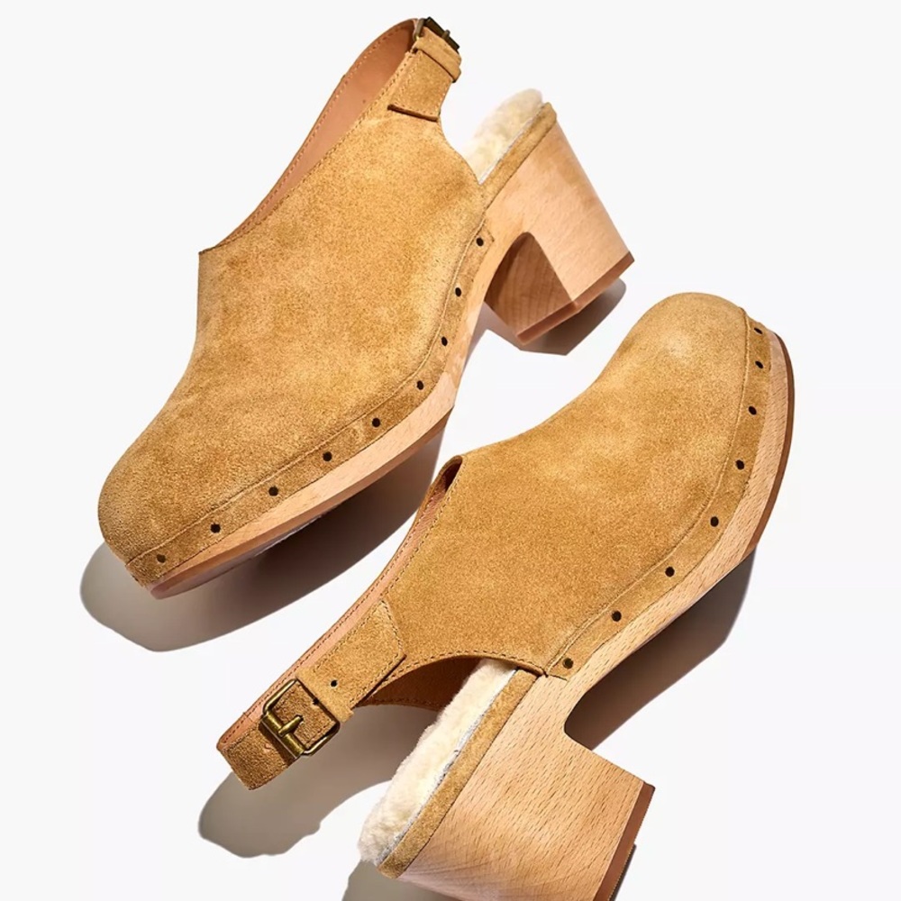 Madewell Marlo Slingback Clog in Shearling-Lined Suede - nwot